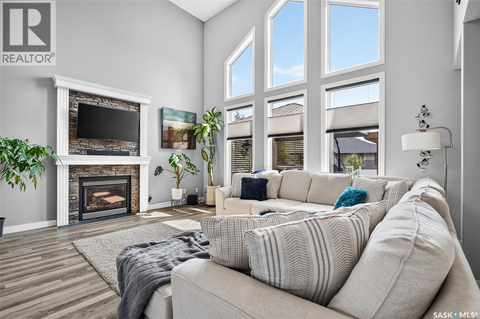 69 Goldenglow Drive, Moose Jaw, SK - Indoor Photo Showing Living Room With Fireplace