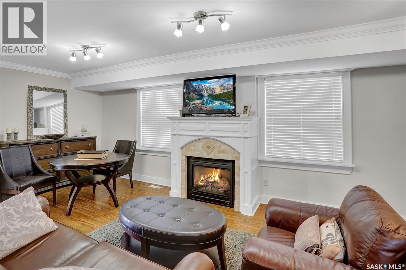 2216 Lorne Street, Regina, SK - Indoor Photo Showing Living Room With Fireplace