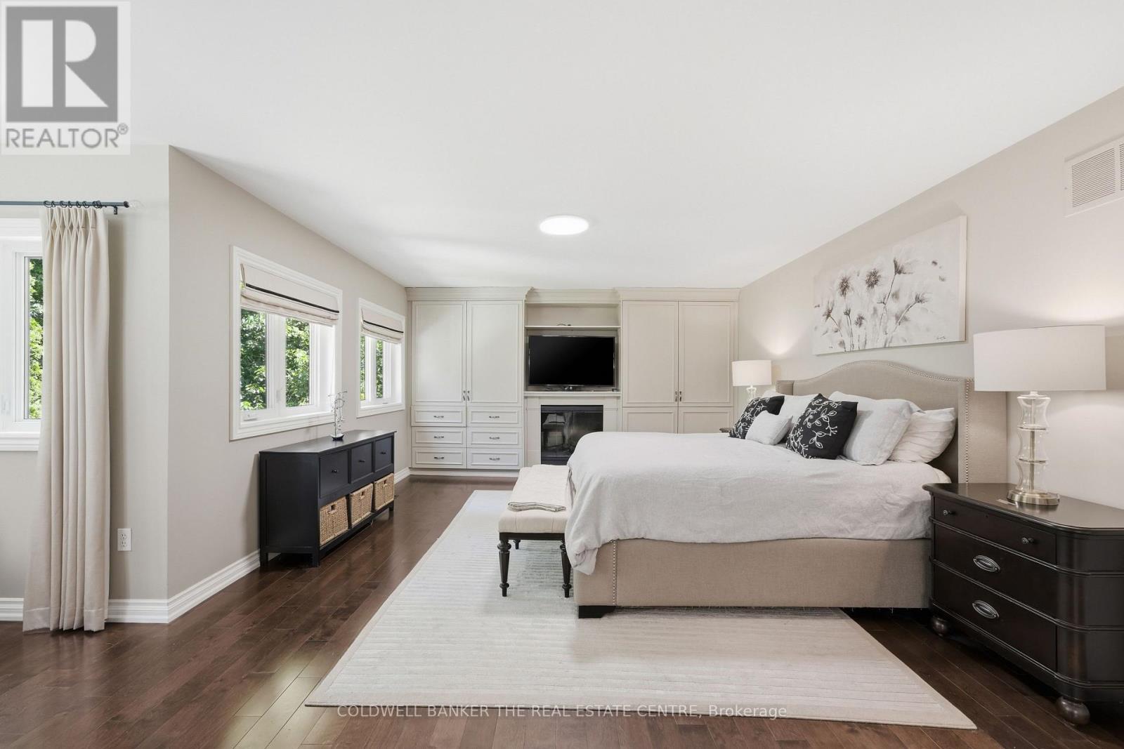 Primary Bedroom Fireplace Built-Ins - 49 Falling Leaf Court, Aurora, ON - Indoor Photo Showing Bedroom