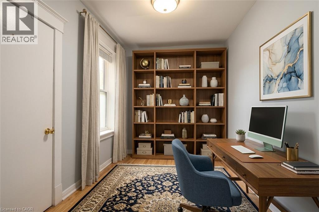 Virtually Staged Second Bedroom - 189 Prospect Street S, Hamilton, ON - Indoor Photo Showing Office