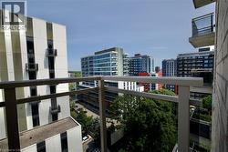 Balcony railing providing an elevated urban outlook -