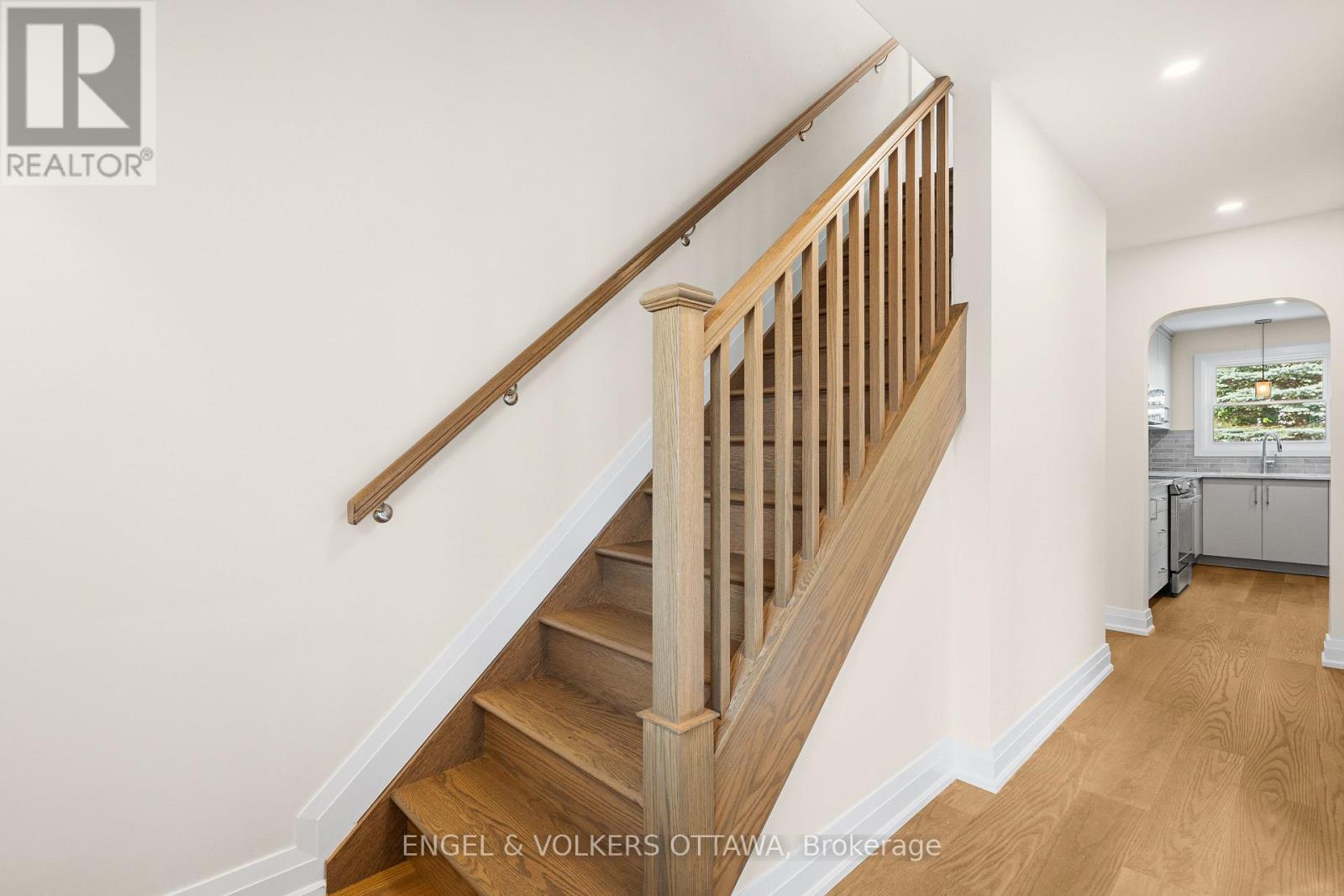 Oak Staircase and Railing - 581 Windermere Avenue, Ottawa, ON - Indoor Photo Showing Other Room