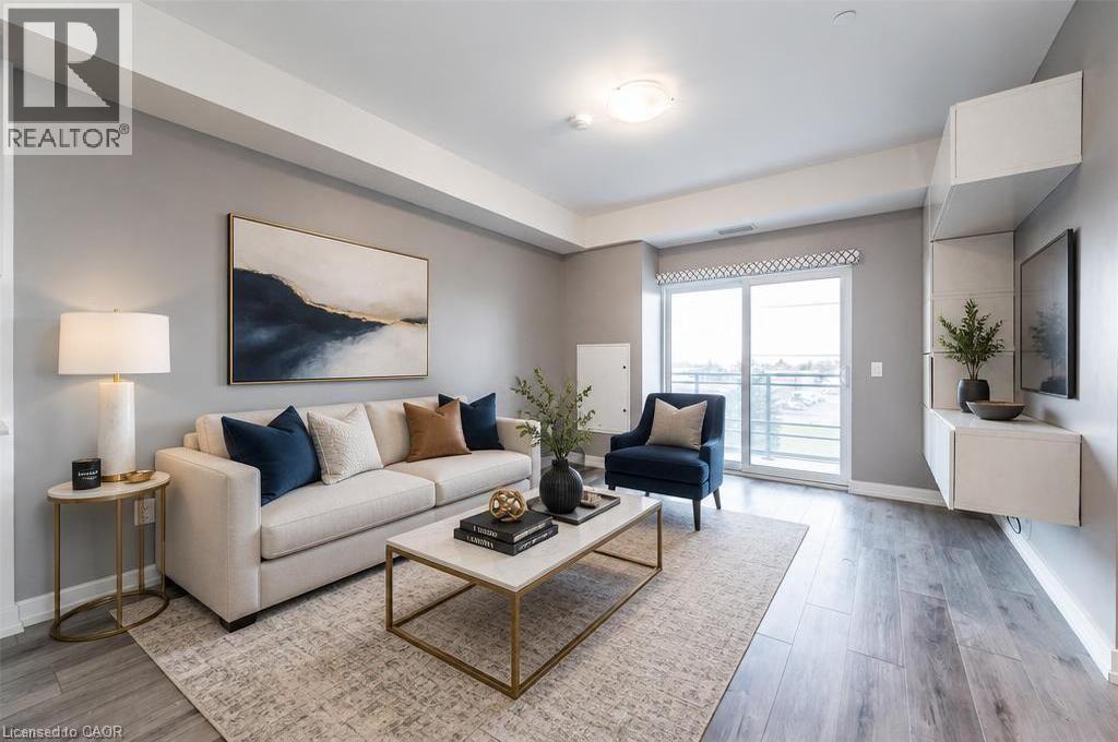 Virtually Staged - 255 Northfield Drive E Unit# 302, Waterloo, ON - Indoor Photo Showing Living Room