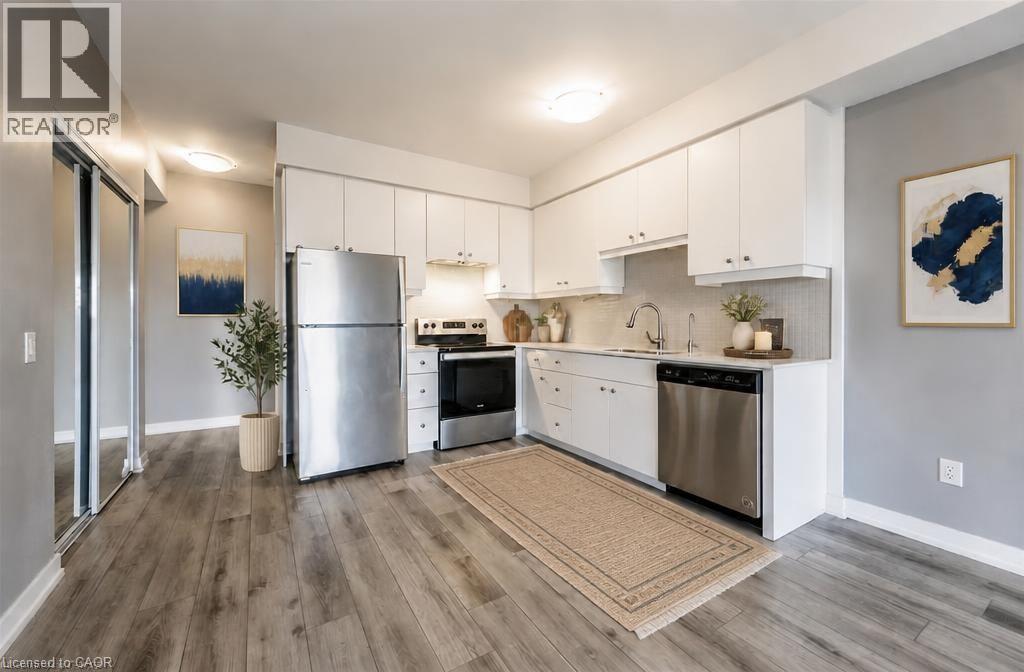 Virtually Staged - 255 Northfield Drive E Unit# 302, Waterloo, ON - Indoor Photo Showing Kitchen