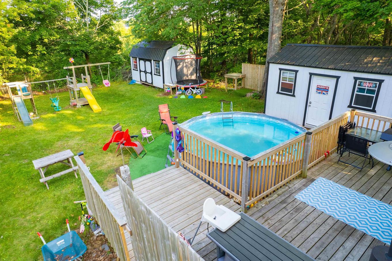 42 Victoria Street, Amherst, NS - Outdoor With Above Ground Pool With Deck Patio Veranda