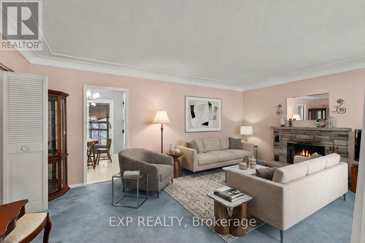 Virtually Staged - 8800 Champlain Drive, Niagara Falls (Chippawa), ON - Indoor Photo Showing Living Room With Fireplace
