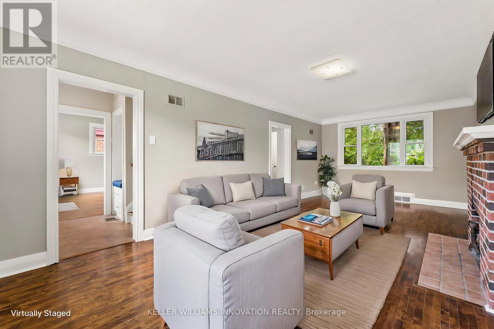 VIRTUALLY STAGED - 580 Weber Street E, Kitchener, ON - Indoor Photo Showing Living Room