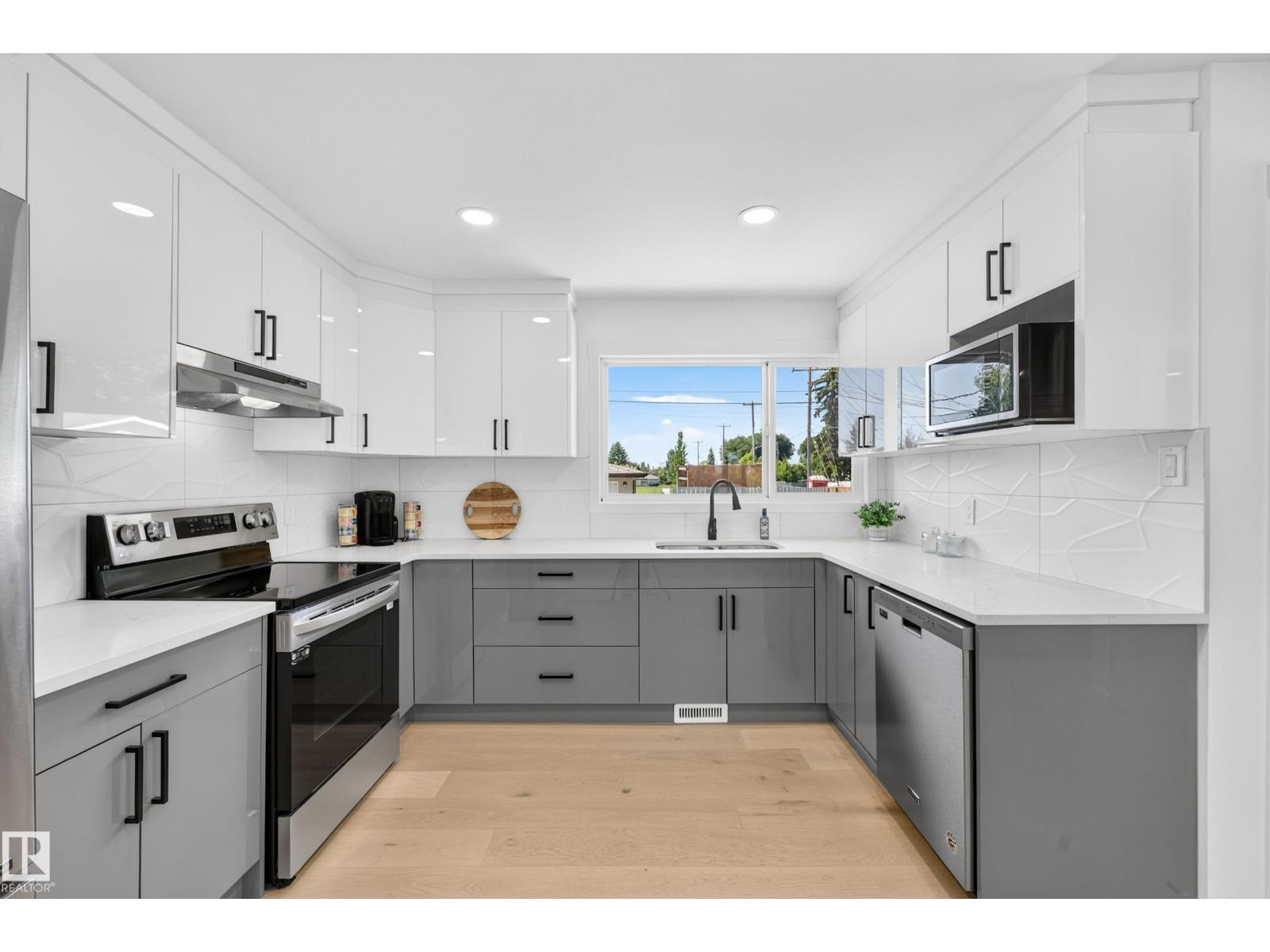 6011 93A Av Nw, Edmonton, AB - Indoor Photo Showing Kitchen With Double Sink With Upgraded Kitchen