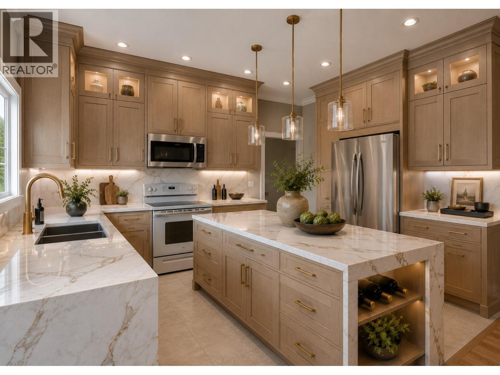 Kitchen virtually reimagined with renovation. - 7083 Jasper Drive, Vernon, BC - Indoor Photo Showing Kitchen With Double Sink With Upgraded Kitchen