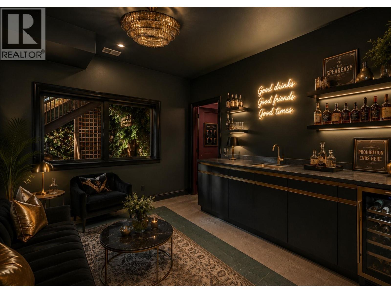 Lower level bar room virtually reimagined with decor. - 7083 Jasper Drive, Vernon, BC - Indoor