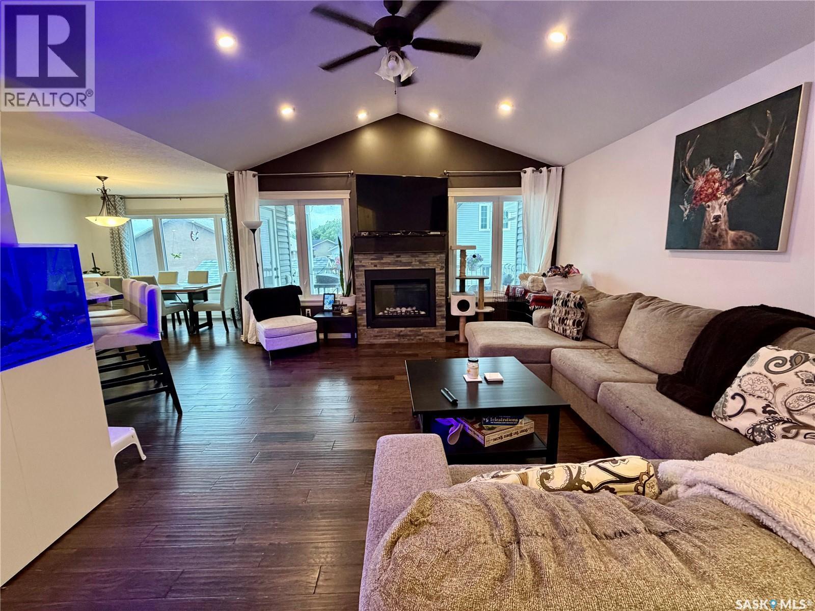 504 Wright Road, Moosomin, SK - Indoor Photo Showing Living Room With Fireplace