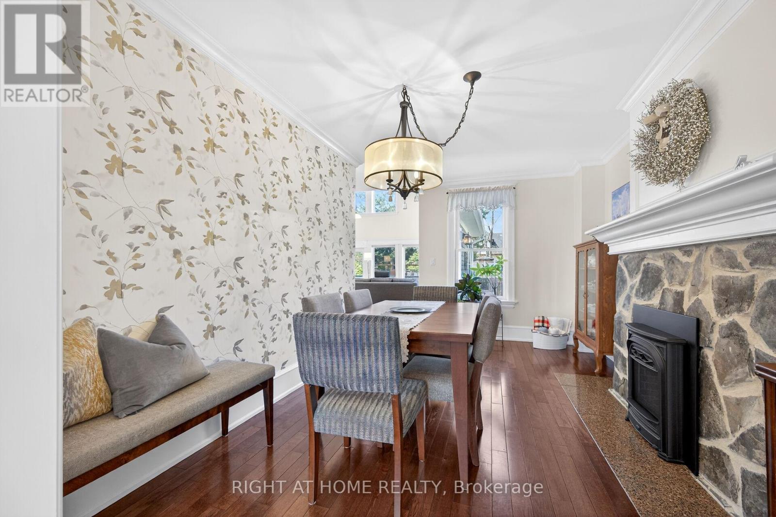 46 Bay Street, Mississauga, ON - Indoor Photo Showing Dining Room With Fireplace