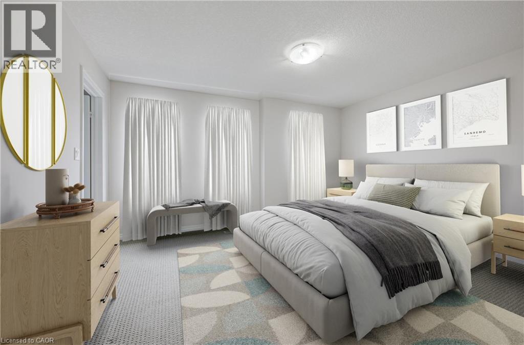 Spacious interior featuring neutral walls, a flush-mount ceiling light, and light-toned carpet flooring - 823 Paris Boulevard, Waterloo, ON - Indoor Photo Showing Bedroom