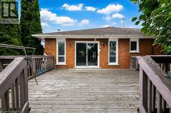 Expansive wood deck with a full railing system - 