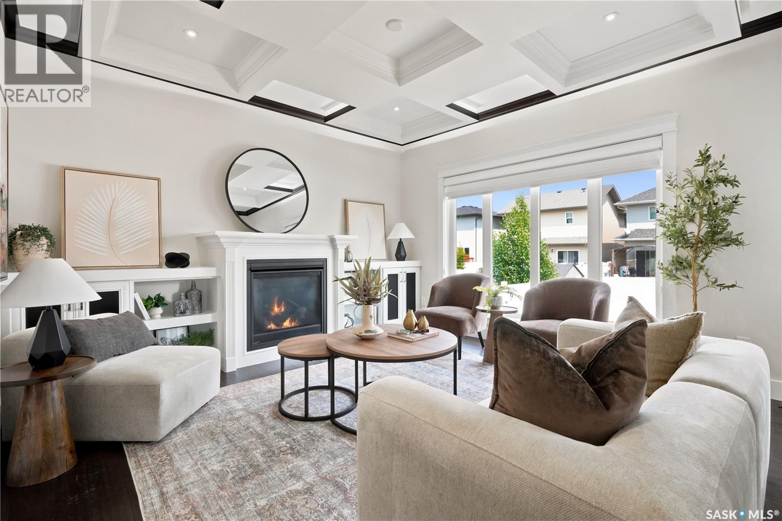3325 Green Brook Road, Regina, SK - Indoor Photo Showing Living Room With Fireplace