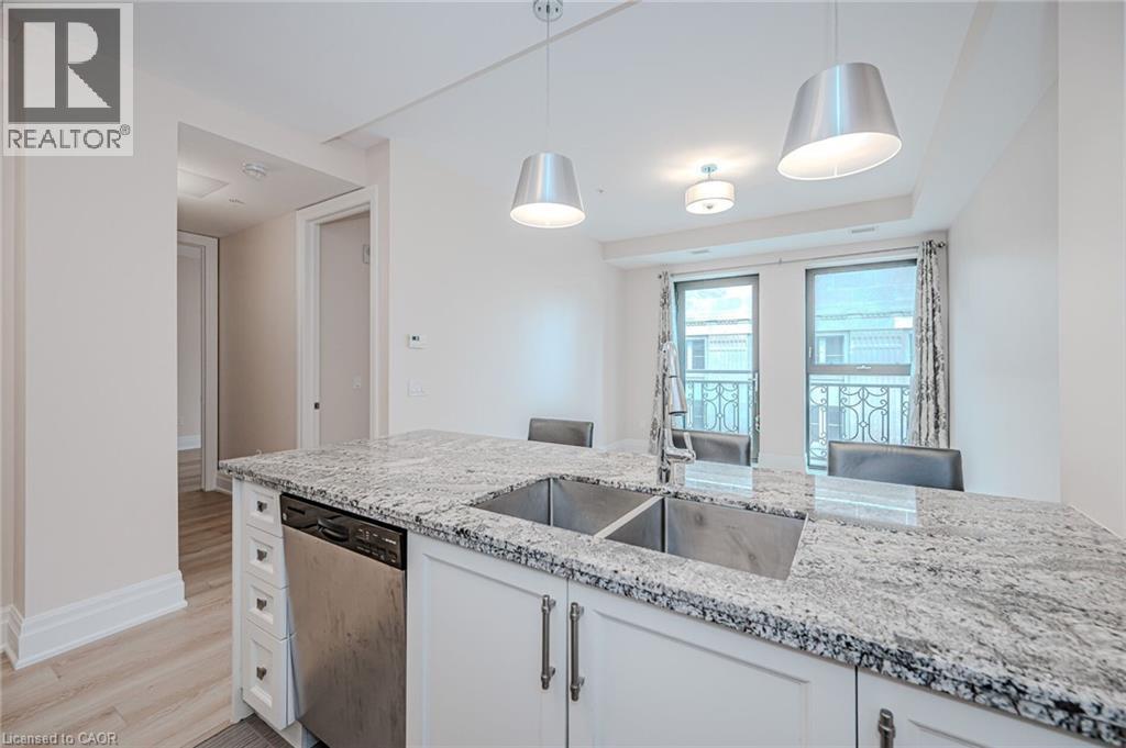 112 King Street E Unit# 806, Hamilton, ON - Indoor Photo Showing Kitchen With Double Sink With Upgraded Kitchen