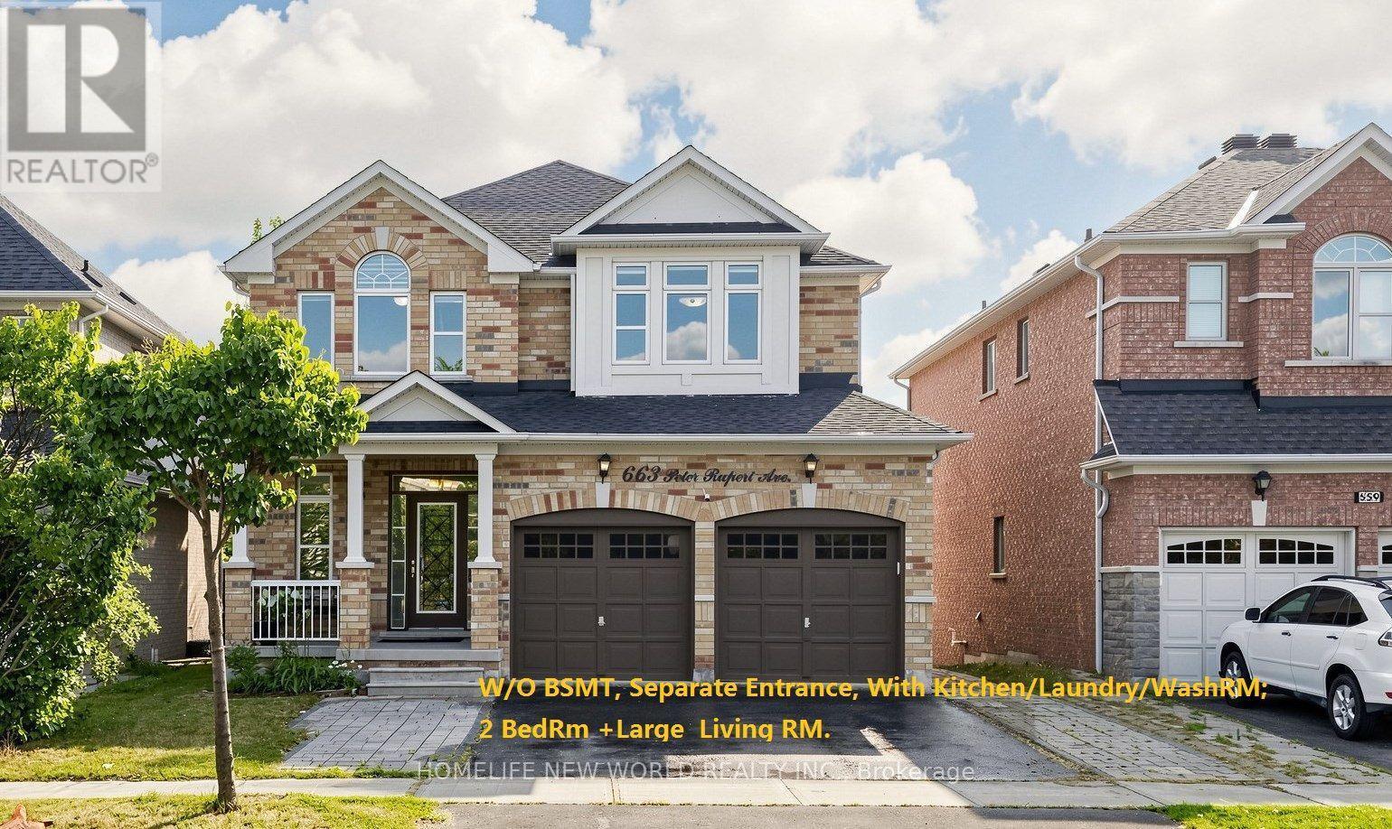 W/O BSTM, Separate Entrance With 2BedRM, Kitchen.. - 663 Peter Rupert Avenue, Vaughan, ON - Outdoor With Facade