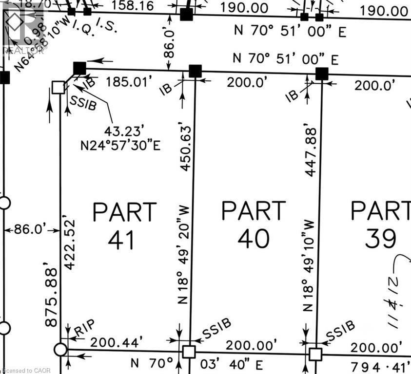 Survey Plat. Illustrating metes and bounds descriptions for multiple parcels within the property - 20 Ritchie Drive, Carling, ON