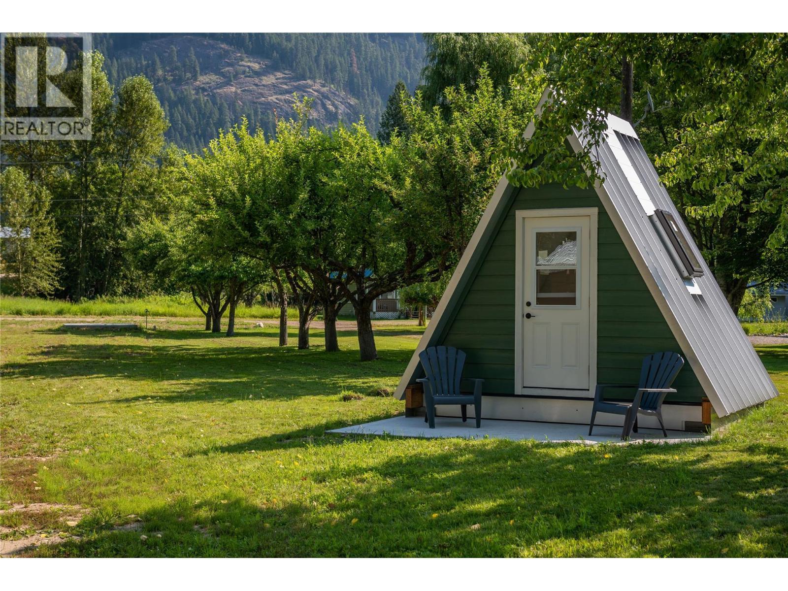 Front view of prefab A-Frame. - 3045 Bower Road, Slocan Park, BC