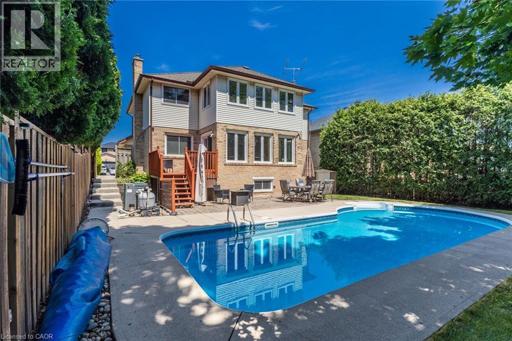 Rear yard view of property with pool - 2188 Bader Crescent, Burlington, ON - Outdoor With In Ground Pool