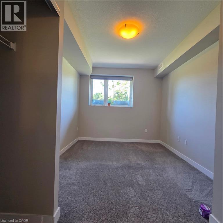 Carpeted interior room featuring a single window, overhead flush-mount lighting, and neutral wall tones - 20 Palace Place Unit# E9, Kitchener, ON - Indoor Photo Showing Other Room