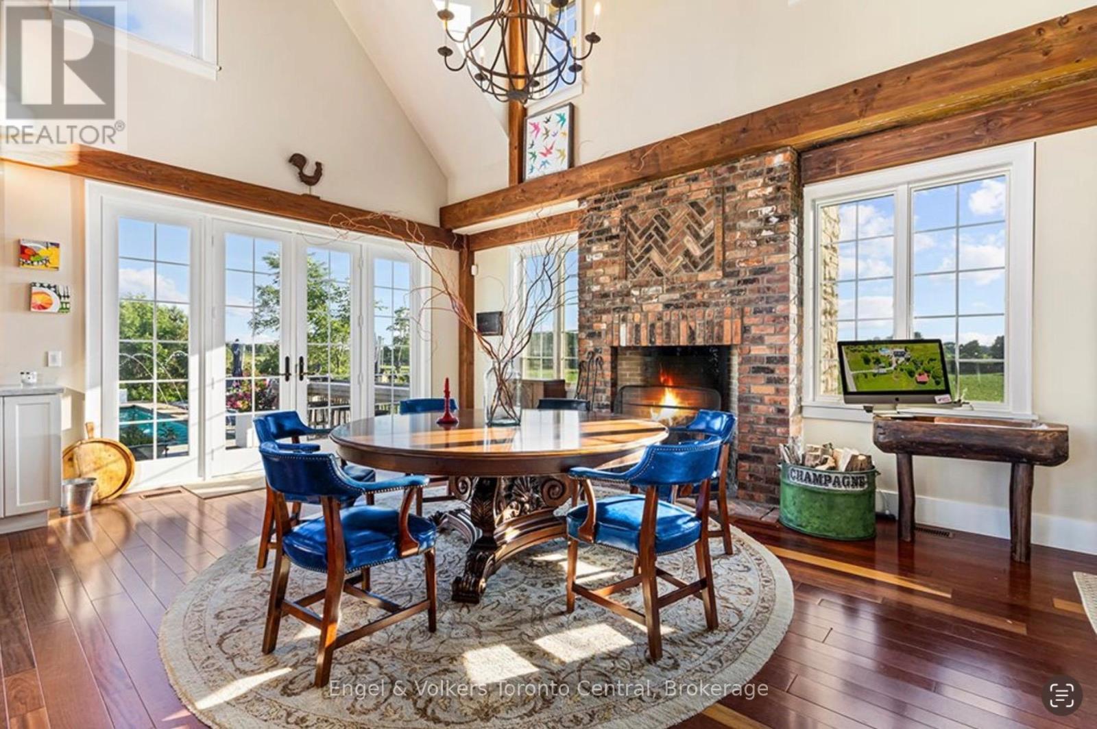 385073 4Th Conc A Road, Grey Highlands, ON - Indoor Photo Showing Dining Room With Fireplace