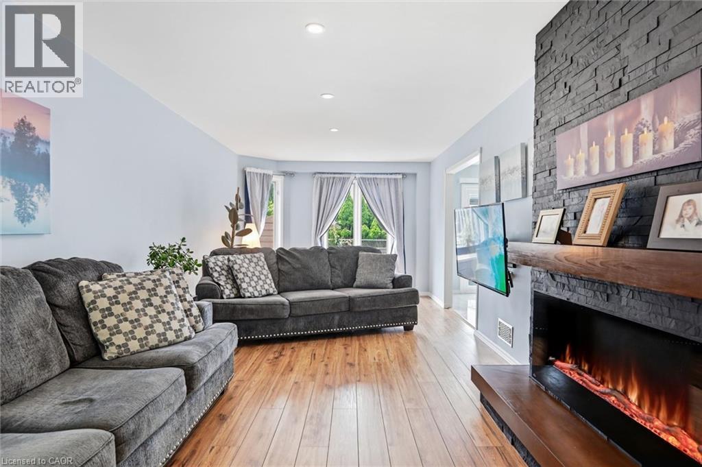 74 Liam Drive, Ancaster, ON - Indoor Photo Showing Living Room With Fireplace