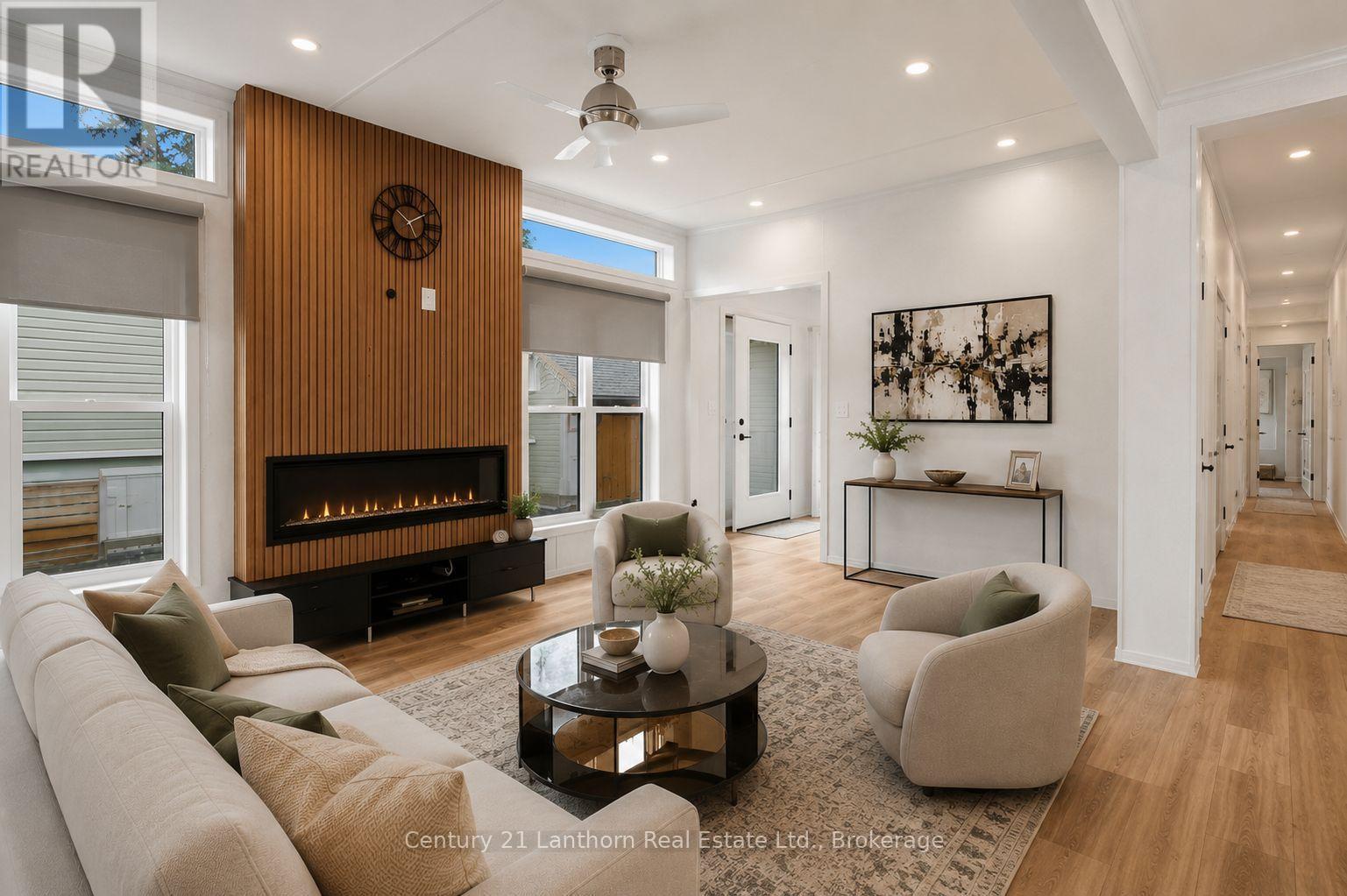 Virtually Redesigned Living Room - 25 - 484 Frankford Stirling Road, Quinte West (Sidney Ward), ON - Indoor Photo Showing Living Room With Fireplace