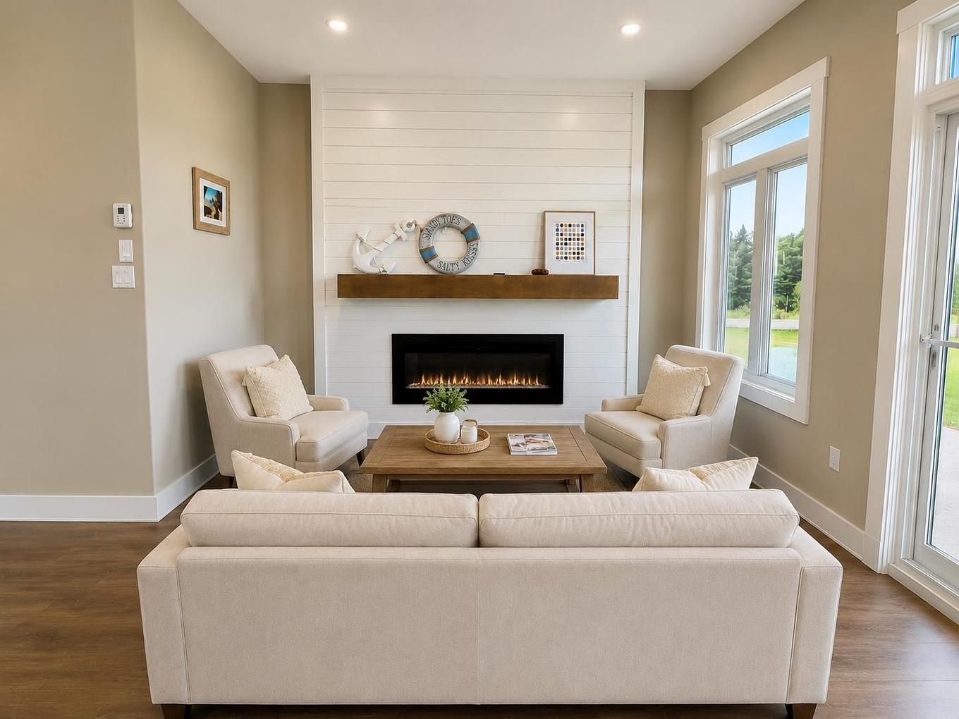 32 Blue Heron Crescent, North Rustico, PE - Indoor Photo Showing Living Room With Fireplace