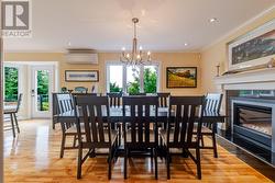 Dining room with propane fireplace -