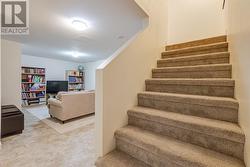 New carpet on the stairs leading to the developed basement -
