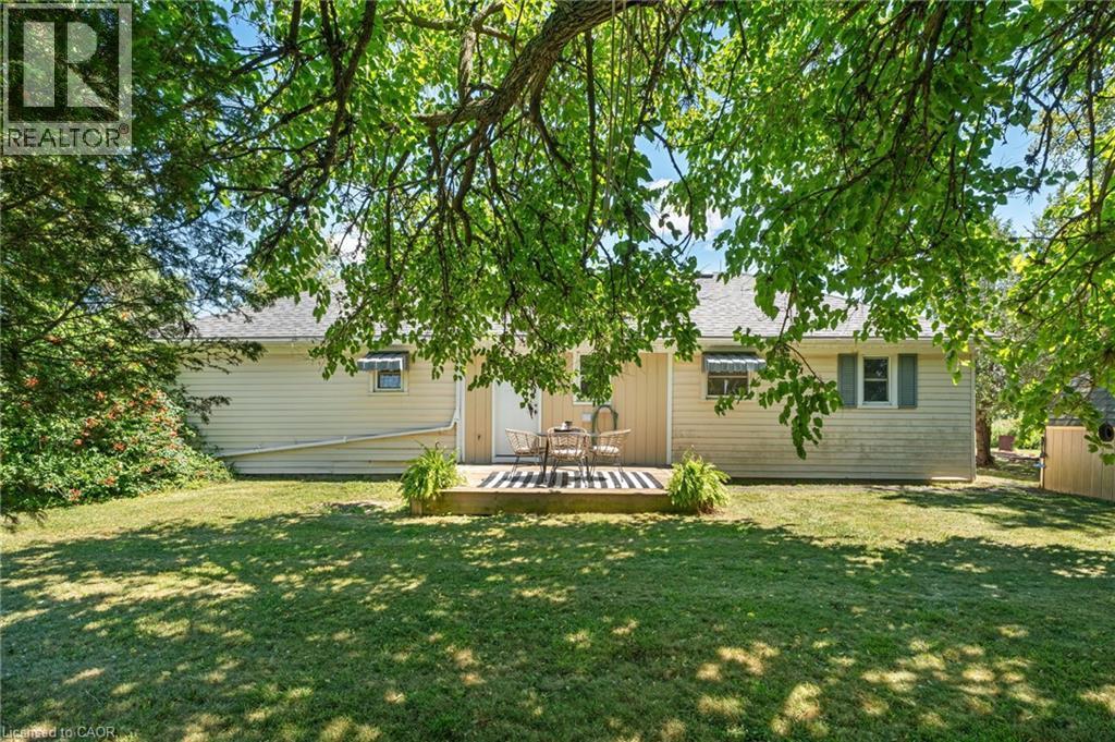 Spacious backyard featuring a manicured lawn and mature trees providing natural shade - 3 Bousfield Lane, Jarvis, ON - Outdoor