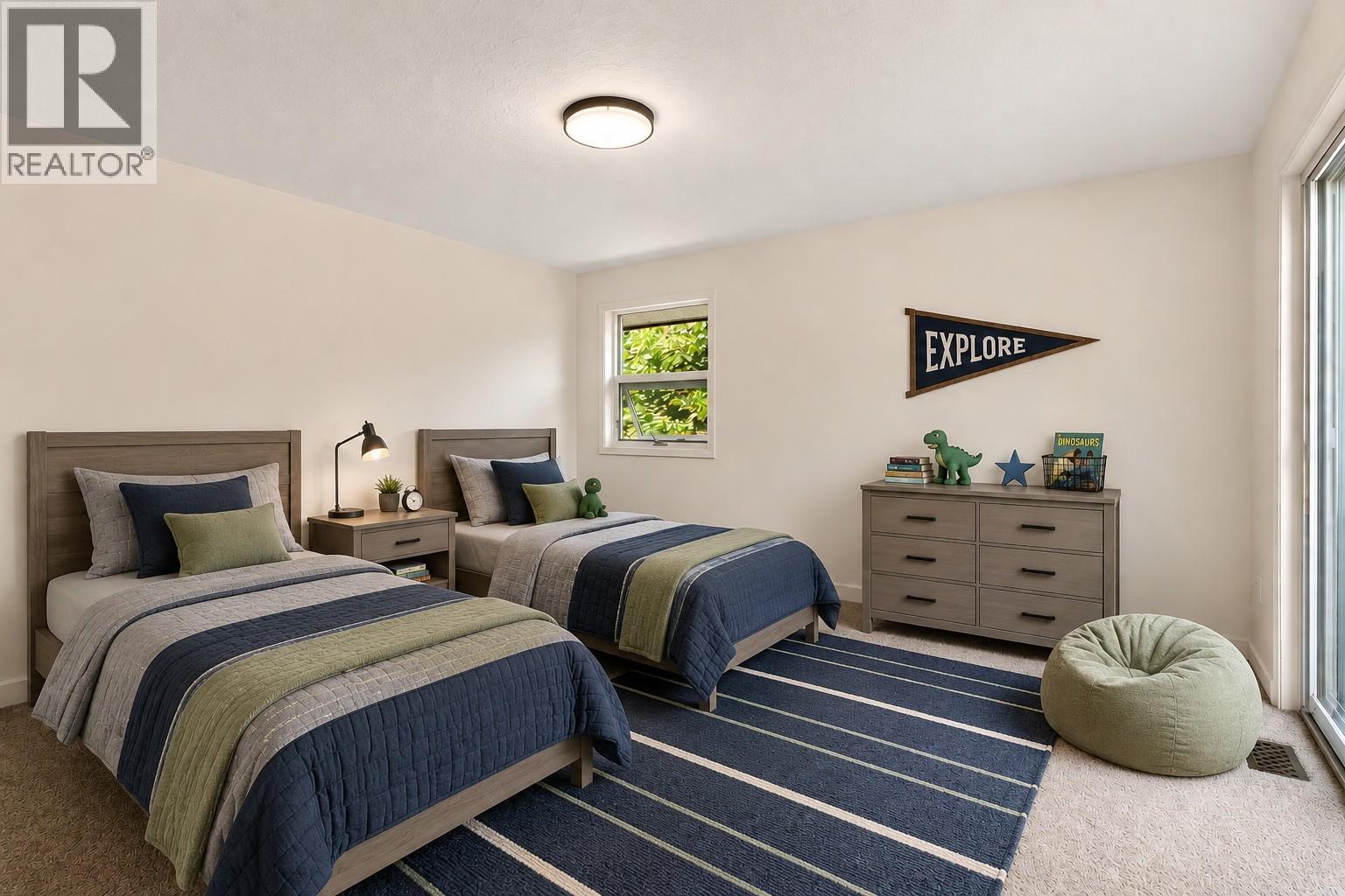 Spare Bedroom main floor digitally staged - 1587 Pratico Road, Revelstoke, BC - Indoor Photo Showing Bedroom
