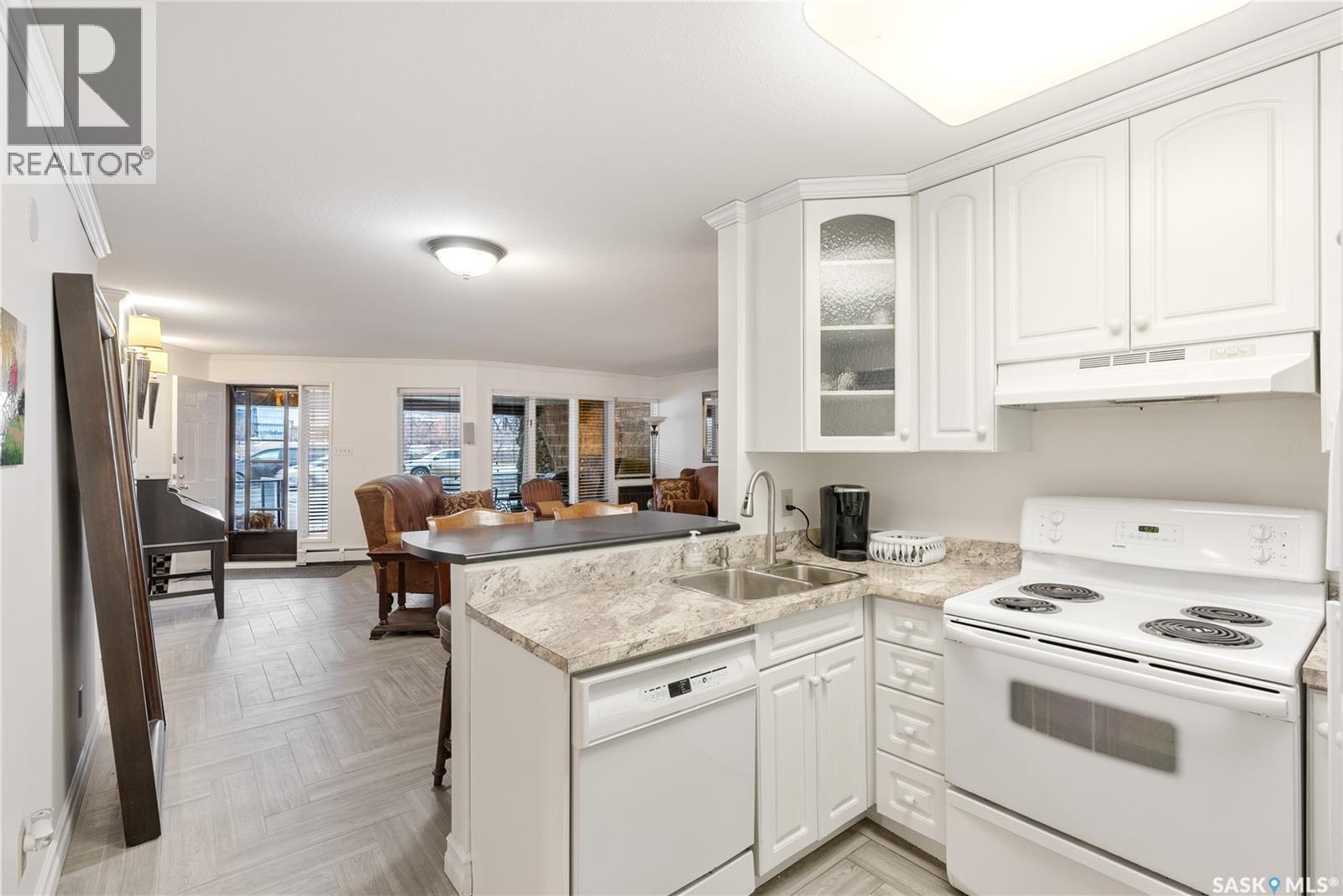 102 222 Saskatchewan Crescent E, Saskatoon, SK - Indoor Photo Showing Kitchen With Double Sink