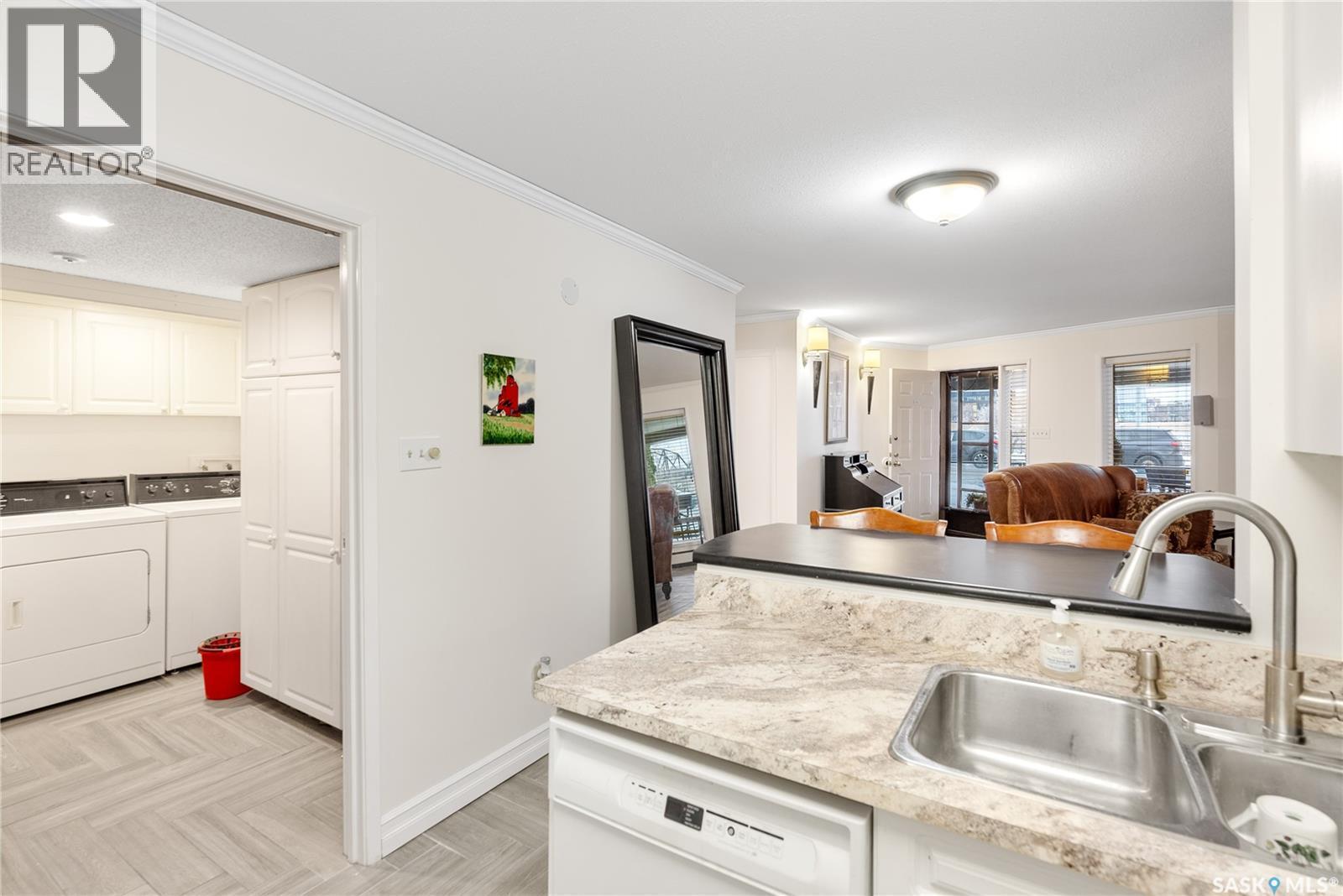 102 222 Saskatchewan Crescent E, Saskatoon, SK - Indoor Photo Showing Kitchen With Double Sink