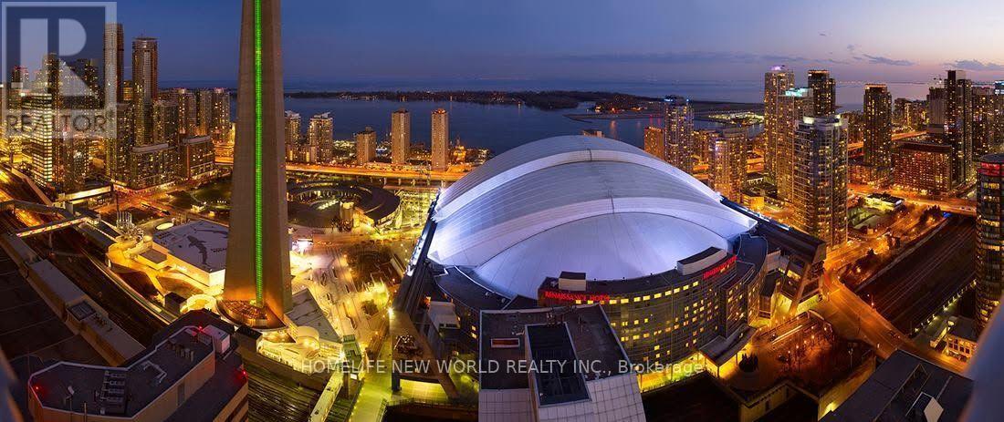 Nighttime view of CN Tower & Rogers Centre - 4406 - 300 Front Street W, Toronto, ON - Outdoor With View
