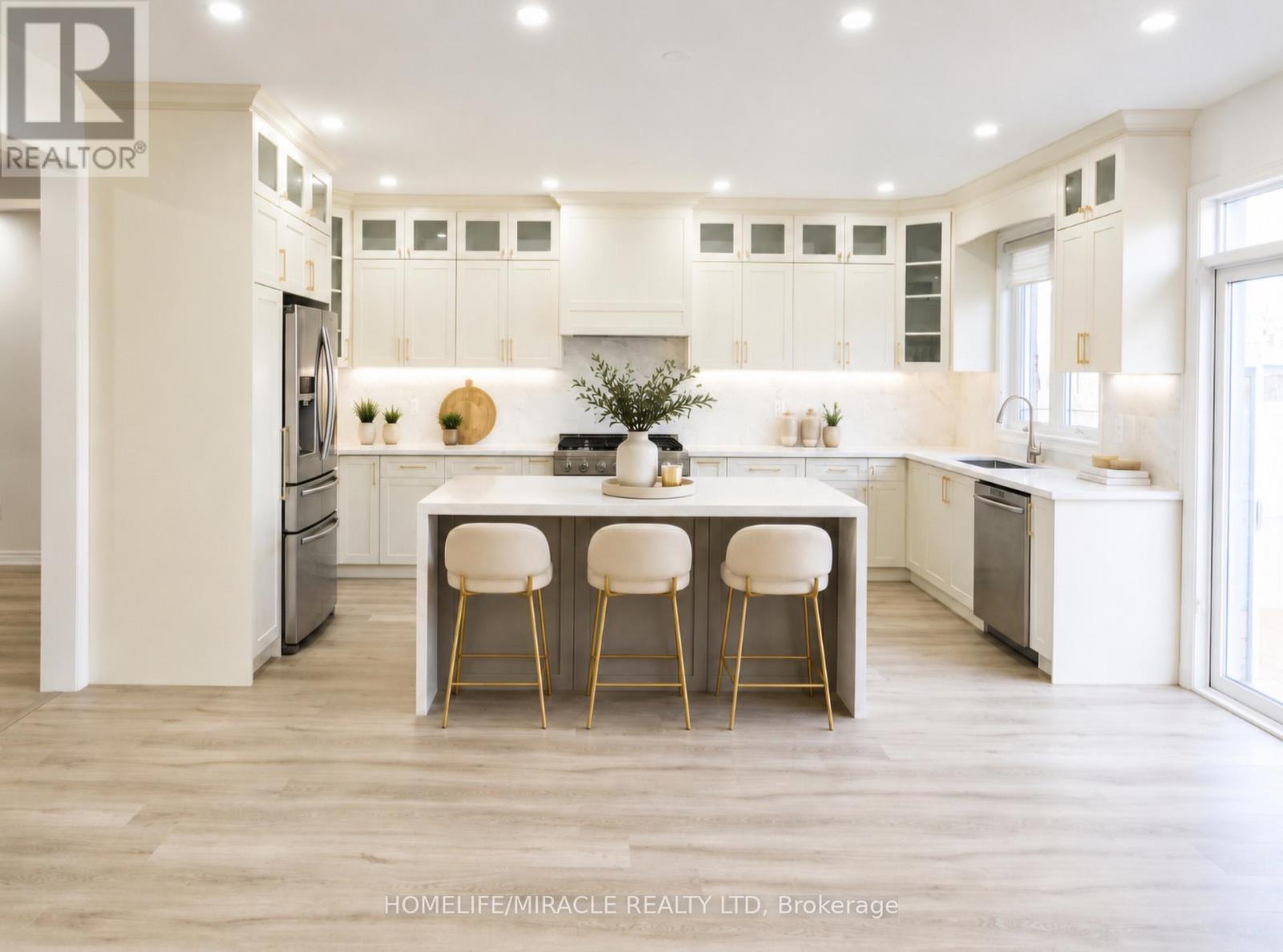 Virtually Staged - 71 Skyvalley Drive, Brampton, ON - Indoor Photo Showing Kitchen With Upgraded Kitchen