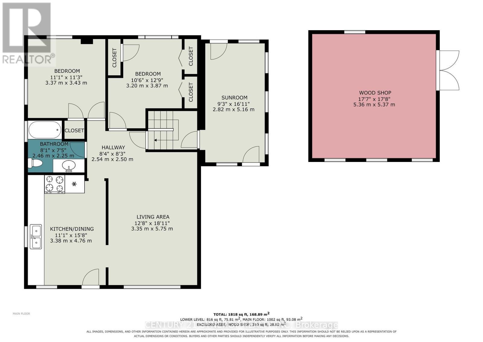 Main floor plan and detached work shop. - 5 Queen Street, Smiths Falls, ON - Other