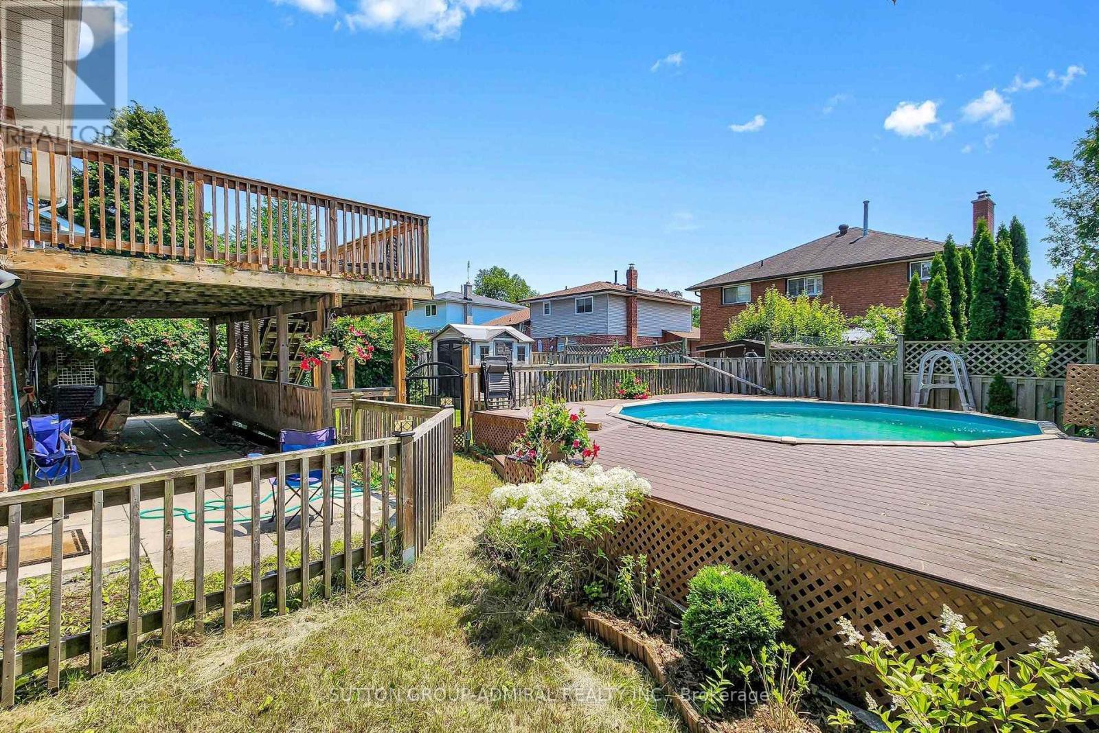 879 Peggoty Circle, Oshawa, ON - Outdoor With Above Ground Pool With Deck Patio Veranda With Exterior