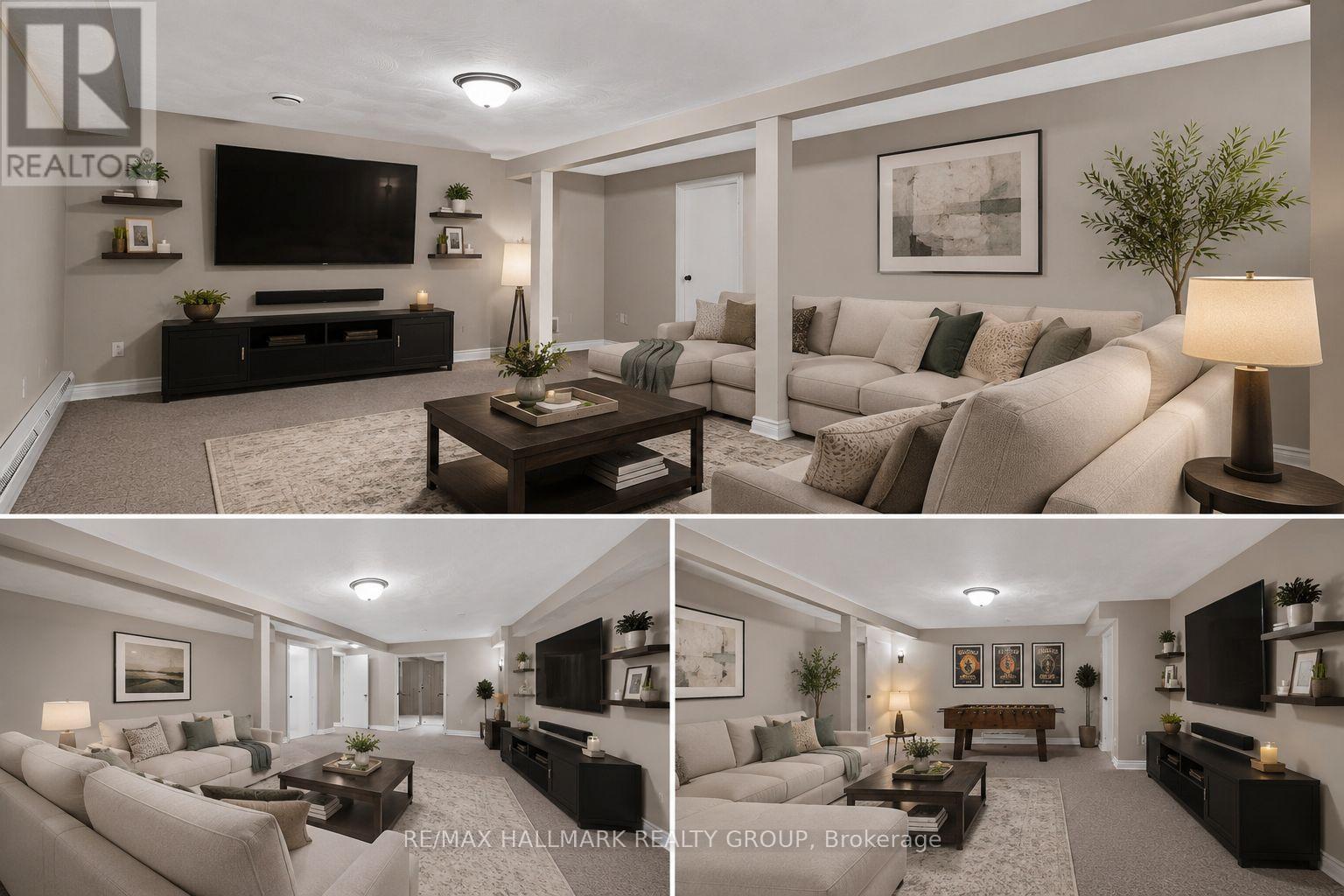 Virtually staged recreation room - 20 Cramer Drive, Ottawa, ON - Indoor Photo Showing Living Room