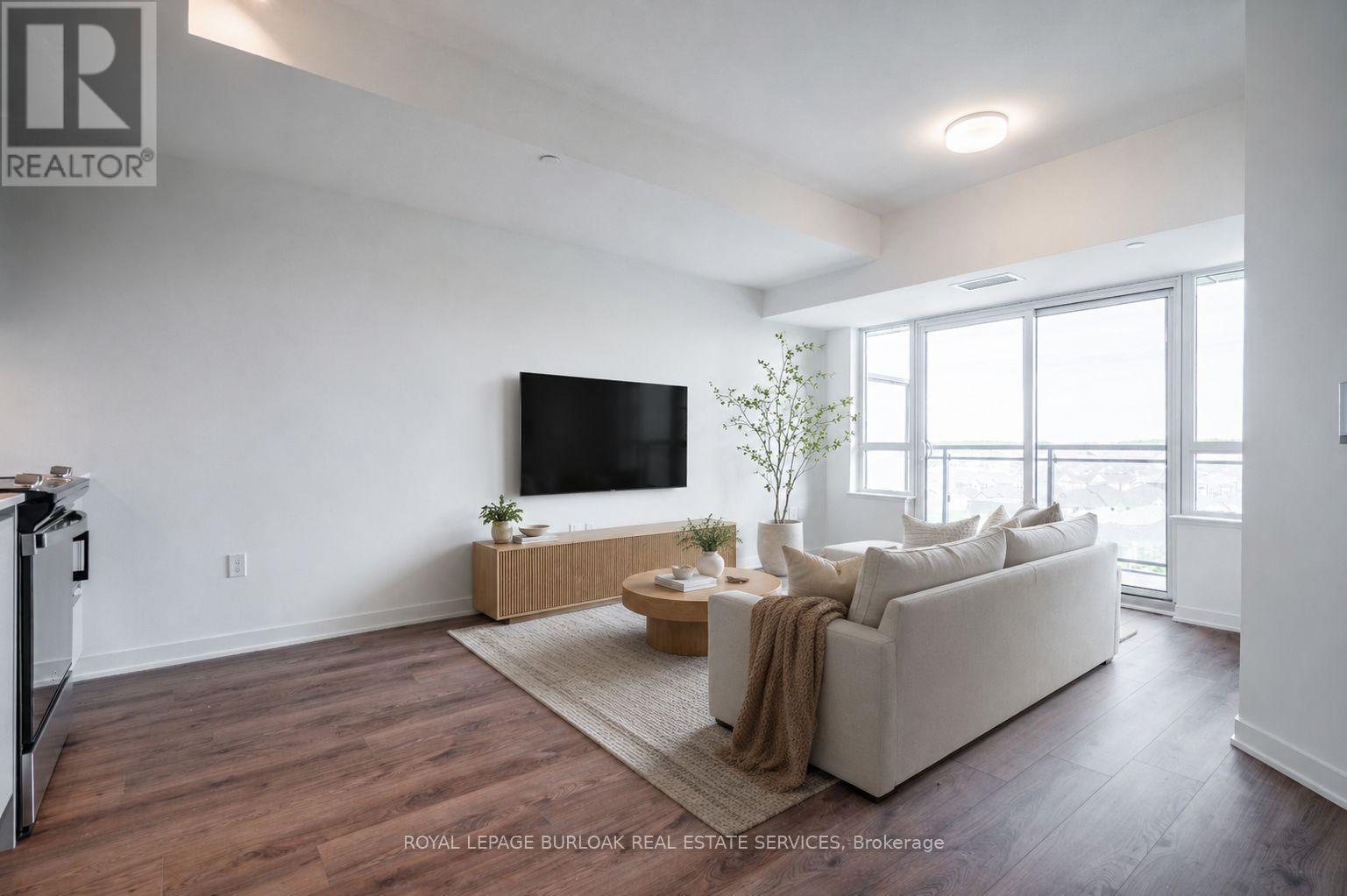 Virtually Staged - 801 - 395 Dundas Street W, Oakville, ON - Indoor Photo Showing Living Room
