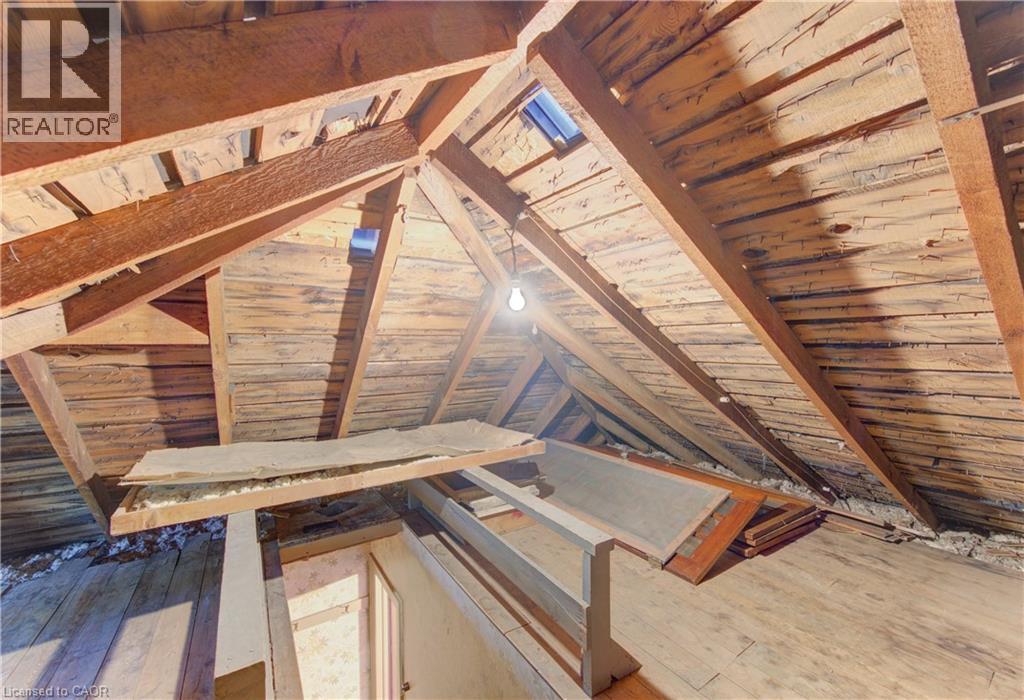 Exposed wood beam construction with wood plank ceiling and flooring - 224 Weber Street E, Kitchener, ON - Indoor Photo Showing Other Room