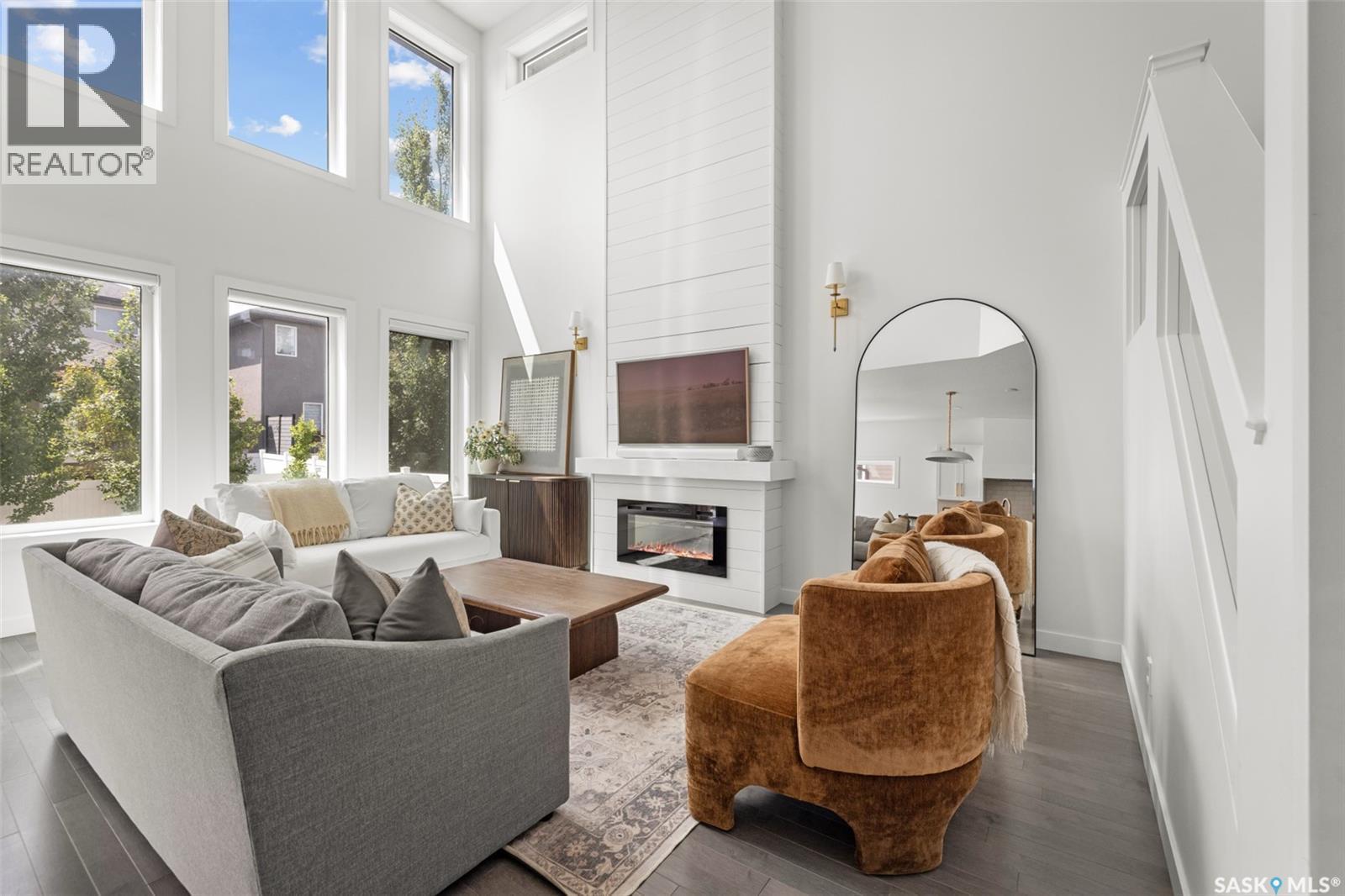 5196 Aviator Crescent, Regina, SK - Indoor Photo Showing Living Room With Fireplace