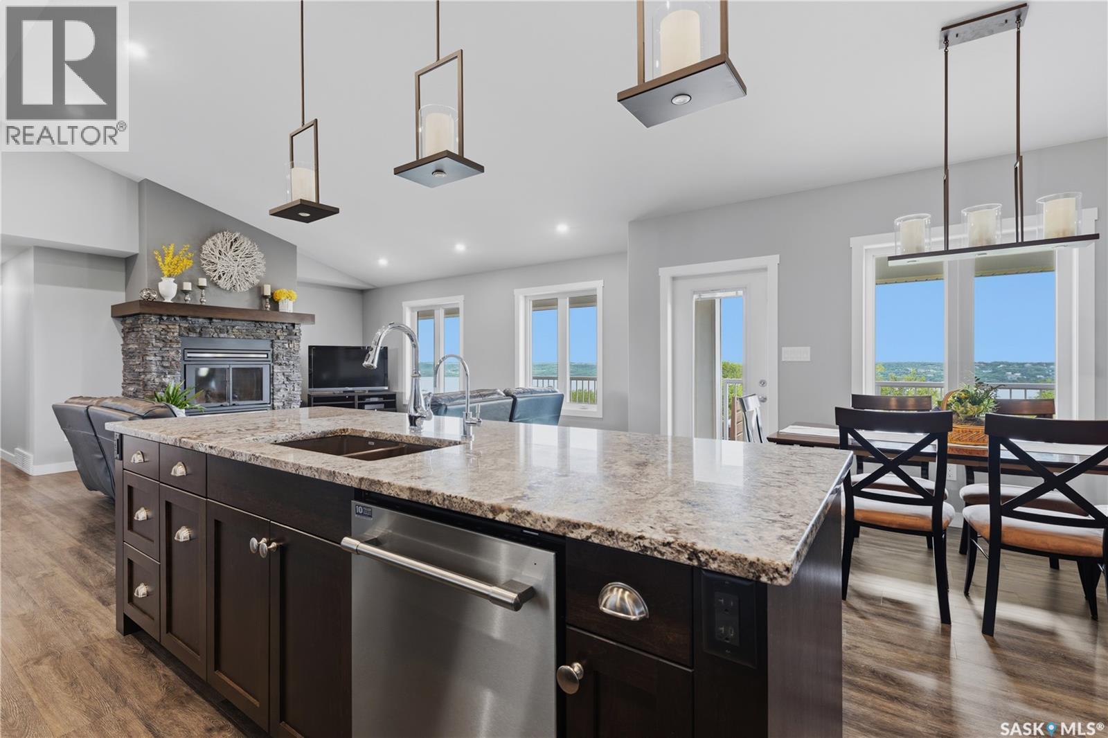 12 Valley Ridge Road, Last Mountain Lake, SK - Indoor With Fireplace