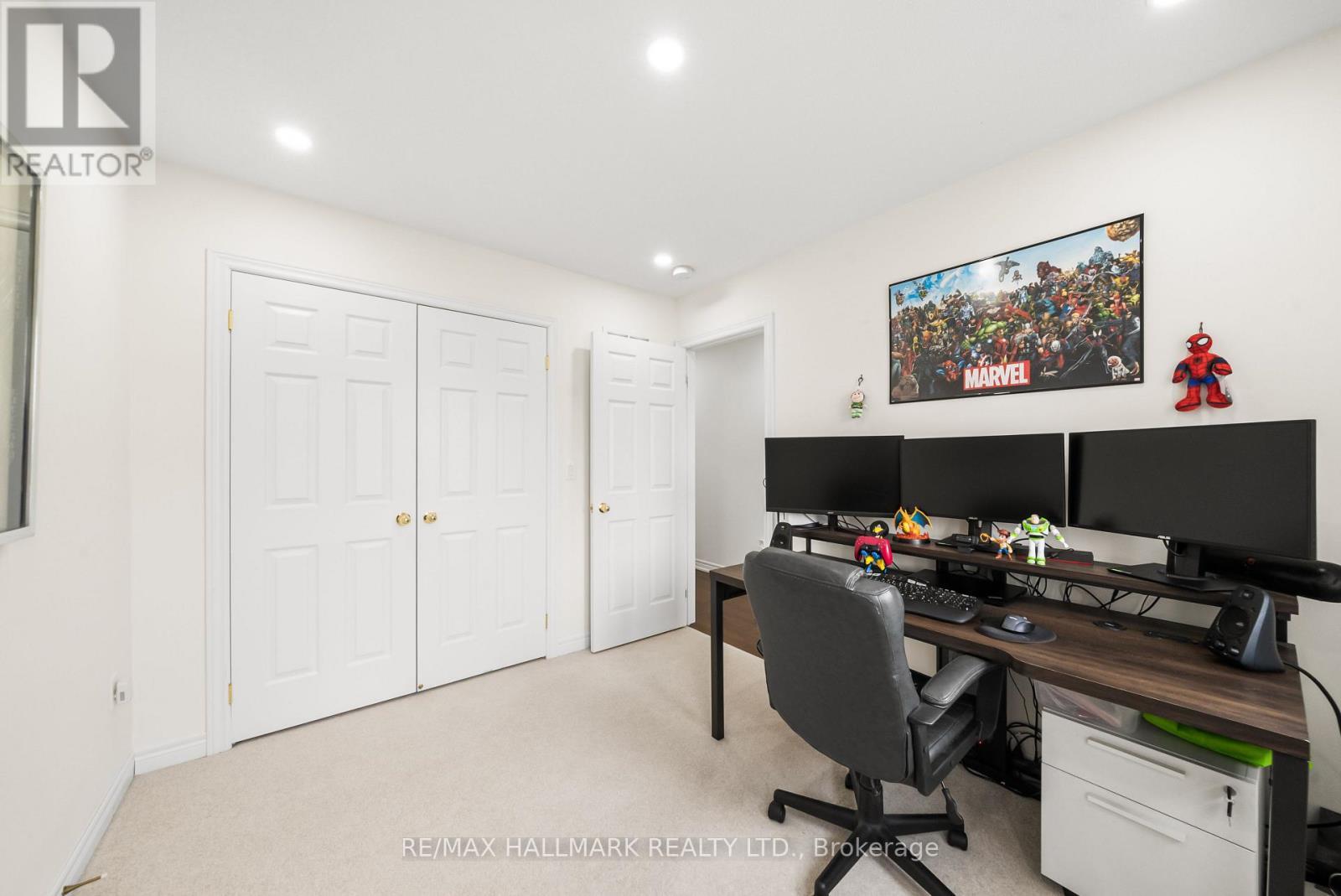 double door closets with smart lighting - 152 Mcdonald Crescent, Clarington, ON - Indoor Photo Showing Office
