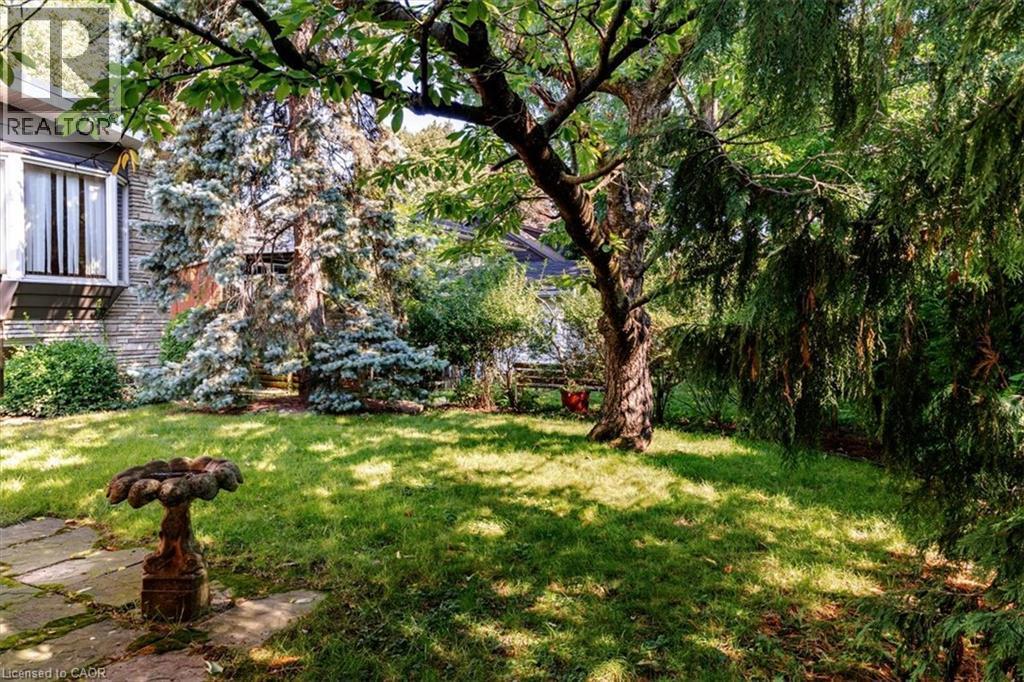 Landscaped rear yard featuring mature trees and a manicured lawn - 69 Pleasant Avenue, Hamilton, ON - Outdoor