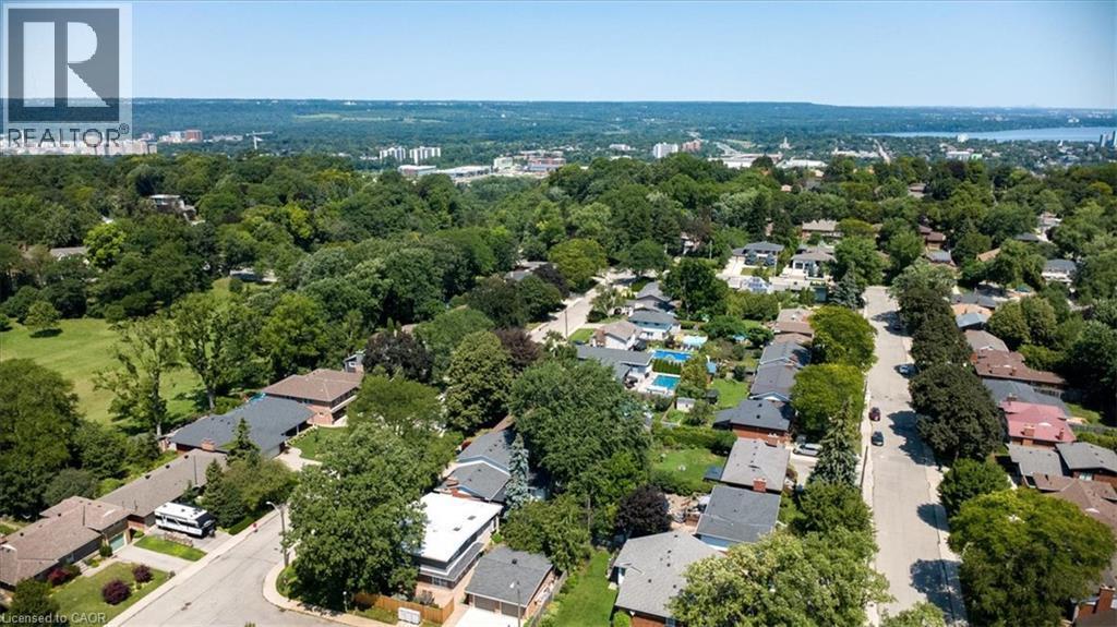Expansive aerial perspective showcasing a residential neighborhood with verdant tree canopies - 69 Pleasant Avenue, Hamilton, ON - Outdoor With View