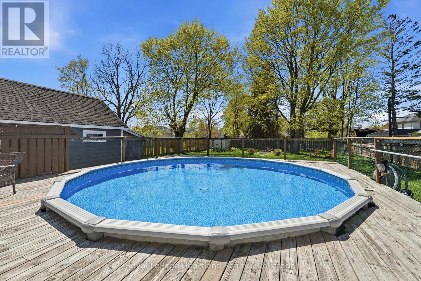 128 Eldon Street, Goderich (Goderich (Town)), ON - Outdoor With Above Ground Pool With Deck Patio Veranda With Backyard