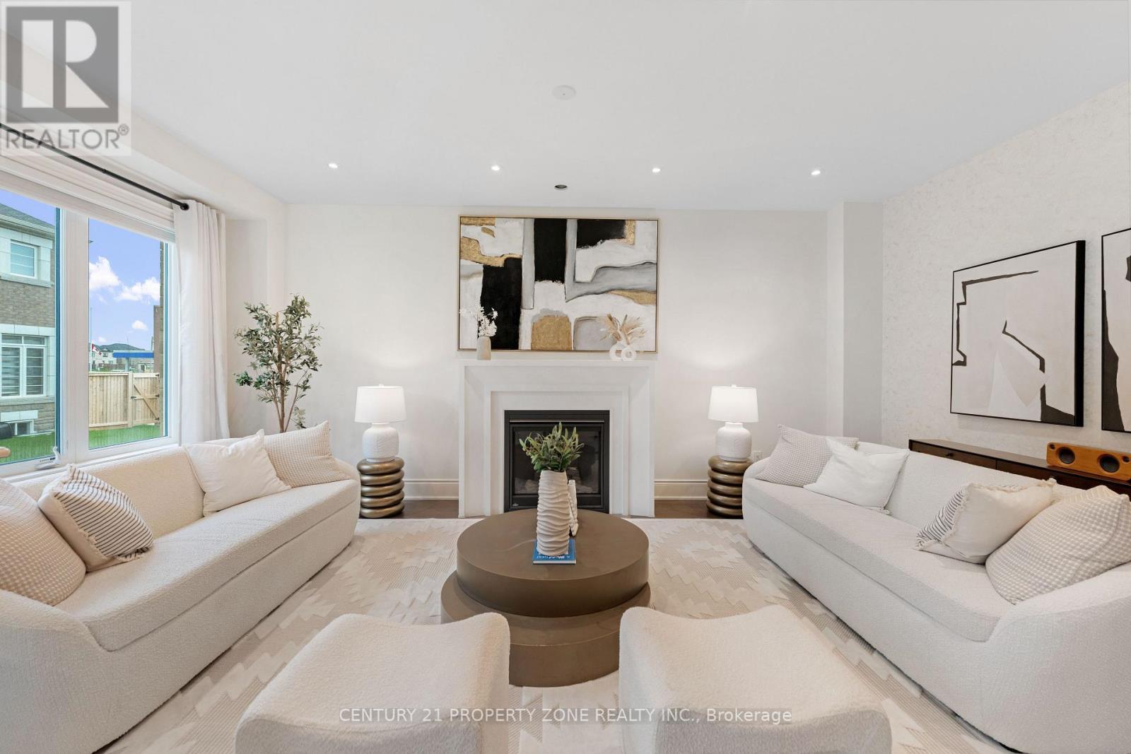 104 Clockwork Drive, Brampton, ON - Indoor Photo Showing Living Room With Fireplace
