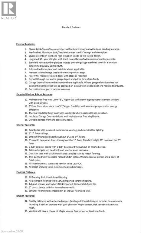 Standard Features (1/3) - 5 Davinci Boulevard, Hamilton, ON - Other